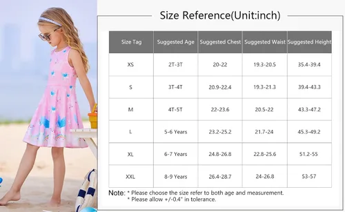 Miniatura 7 de LaBeca - Vestido sin mangas o de manga larga para niñas, vestidos informales con diseño de unicornio o sirena para niñas pequeñas o grandes