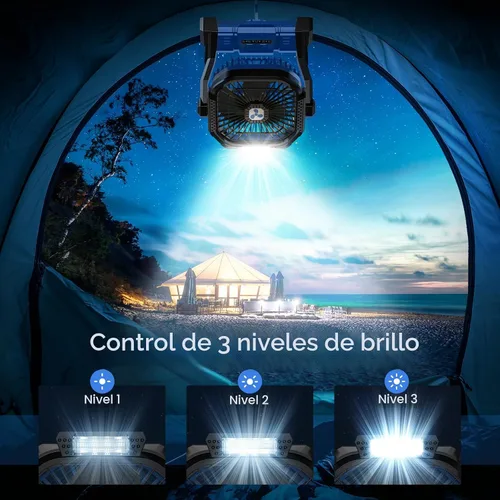 Miniatura 3 de ONLYNEW Ventilador portátil recargable de 20000 mAh, ventilador alimentado por batería inalámbrica con linterna LED, USB C operado por batería