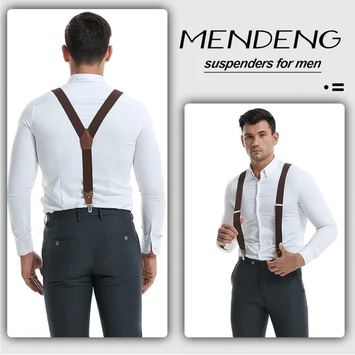 Miniatura 53 de MENDENG Tirantes de gancho giratorio de bronce vintage con 4 tirantes ajustables para hombre