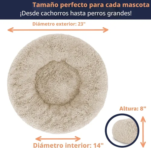 Miniatura 6 de Cama para perros con forma de dona, comodidad prémium para aliviar la ansiedad, diseño esponjoso y calmante con soporte ultra afelpado, acogedora