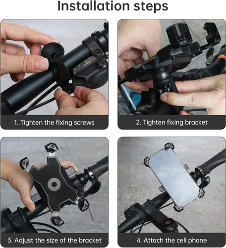 Miniatura 6 de Soporte universal para teléfono para bicicleta, compatible con teléfonos inteligentes de 4.7 a 6.8 pulgadas, ajustable, a prueba de golpes, fácil