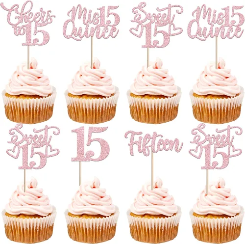 Miniatura 43 de 30 piezas de adornos para cupcakes de 12 cumpleaños feliz, brillantes doce, hola 12, felicitaciones a 12 años, adornos para cupcakes, 12