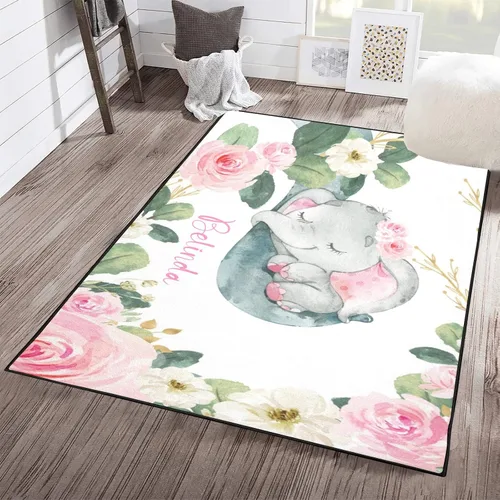 Miniatura 13 de Woodland Bear Fox Deer - Alfombra personalizada de fibra de poliéster antideslizante para decoración del hogar, alfombra personalizada