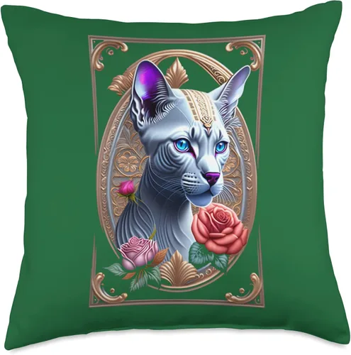 Miniatura 5 de Pet and Animal Lover Gifts, Sphynx Cat Ornate Sphynx, almohada de gato esfinge, 16 x 16, multicolor