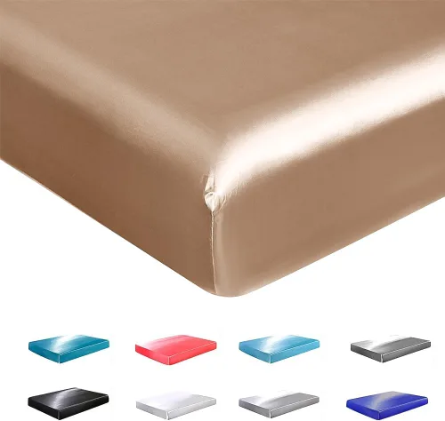 Sábana bajera ajustable de satén de seda, sábana bajera ajustable suave y sedosa tamaño King, sábana bajera de lujo y ultra cama, sábanas de fondo