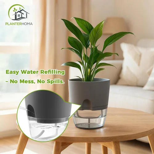 Miniatura 6 de Macetas de riego automático para plantas de interior, macetas para exteriores, paquete de 3 macetas de riego automático de 6 pulgadas, macetas