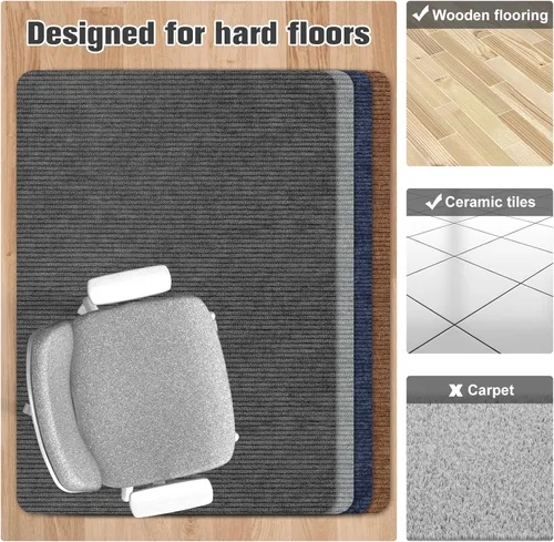 Miniatura 3 de Placoot - Alfombrilla de escritorio para silla de oficina para suelo de madera dura y baldosas, alfombrilla grande antideslizante para sillas