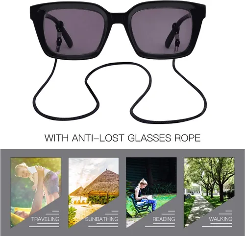 Miniatura 4 de MARE AZZURO Gafas de Lectura para Mujeres con Protección UV Lentes de Sol 50 75 100 125 150 175 200 225 250 275 300 325 350 375 400 (Negro, 1.50)