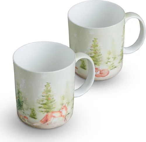 Miniatura 17 de Maison d' Hermine Taza de café con asas, tazas de porcelana fina de hueso, paquete de dos tazas de té para bebidas calientes, capuchino, latte, 015