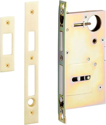 Miniatura 3 de Signature Hardware 483730 Tirador de puerta de privacidad alargado de latón con bolsillo de 8-1/2 pulgadas de alto