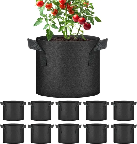 HealSmart Paquete de 10 bolsas de cultivo de plantas de 3 galones, macetas plantadoras de tomate con asas, tela no tejida de aireación, maceta de