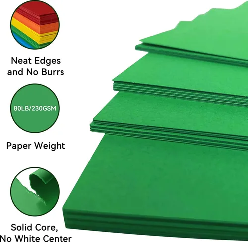 Miniatura 2 de 25 hojas de papel de cartulina verde, 8.5 x 11 cartulina para Cricut, papel de construcción verde oscuro grueso de 90 lb / 250 gsm para hacer