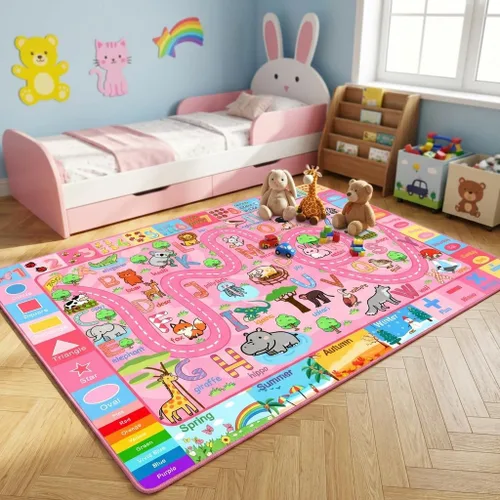 Miniatura 12 de Alfombra de mapa de carreteras, 2.5 x 4 pies, alfombras para niños, para sala de juegos, alfombra de automóvil, alfombra de guardería, alfombra