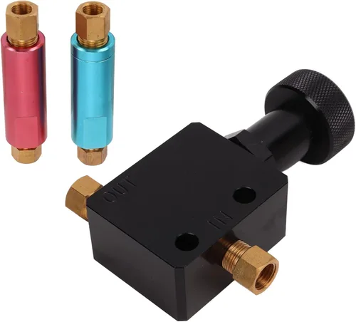 Válvula de dosificación de freno, disco/tambor ajustable en línea 150-1200 PSI perilla universal de aluminio con kit de presión residual de 2 libras