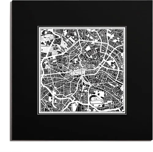 Miniatura 38 de O3 Design Studio Mapa de corte de papel Madrid negro mate de 20 x 20 pulgadas
