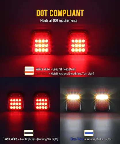 Miniatura 3 de Partsam 2 luces universales de 16 LED de parada trasera, señal de giro de reserva de freno inverso, luces de marcador de liquidación rojo/blanco
