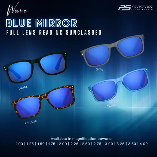 Miniatura 6 de proSPORT Lentes de sol de lectura para lectores con montura de cuerno con lentes de espejo azul para hombres y mujeres, no bifocales