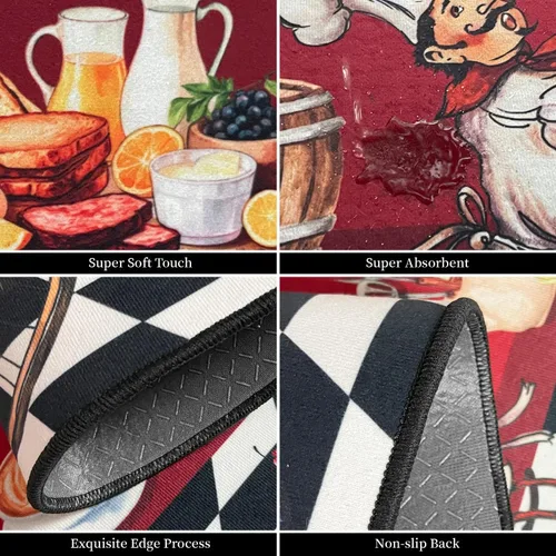 Miniatura 5 de Juego de alfombras de cocina para chef 2 piezas, alfombra de piso de estilo granja de estilo rústico, decoración de alfombras absorbentes y lavables