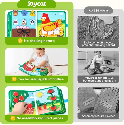 Miniatura 2 de Libro Activo JoyCat Granja para Niños Pequeños de 1 a 3 años - Regalos para Niños y Niñas de 1 Año, Libro de Actividades Educativas y Tranquilas