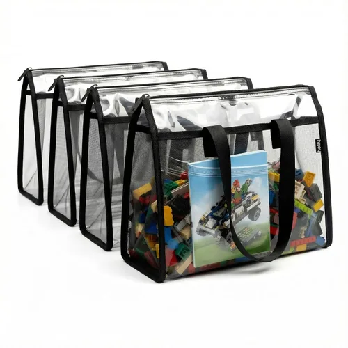 Miniatura 13 de holay Juego de 4 Paquetes de Bloques de PVC con Cremallera, Juguete, Arcilla, Estuche Organizador de Almacenamiento de Juegos de Mesa