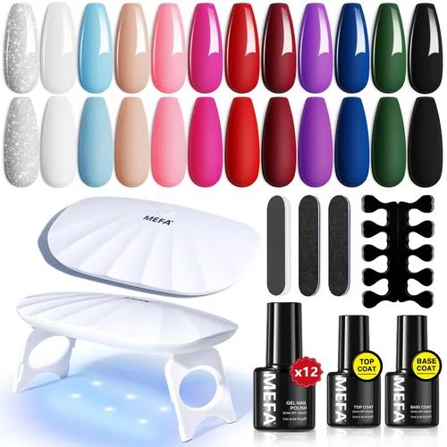 Miniatura 15 de MEFA Juego de 2 piezas de 15 ml de esmalte de uñas de gel, capa superior y base, esmalte de uñas de gel sin necesidad de limpieza, efecto de brillo