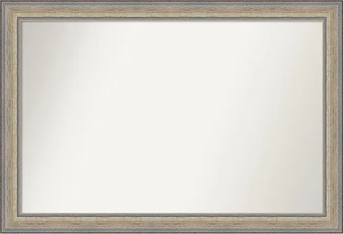 Miniatura 449 de Amanti Art Espejo de baño plateado para sobre fregadero, 28 x 47 pulgadas, espejo rectangular de plata imperial, marco de madera tradicional de gran