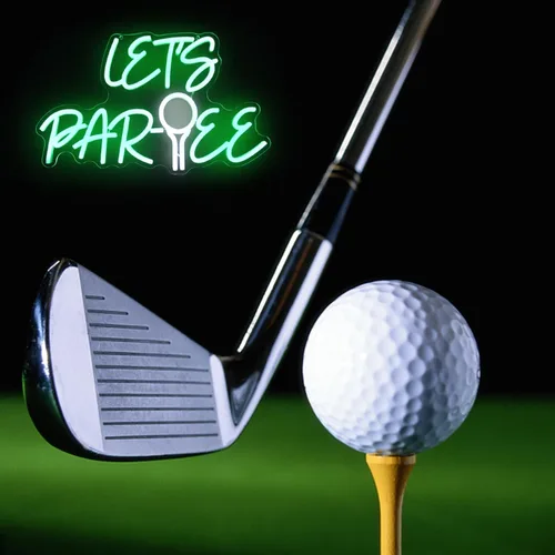 Miniatura 7 de Let's Par Tee Letrero de Neón para Decoración de Pared - Luz LED Verde y Blanca de Pelota de Golf - Letrero Colgante Regulable para Club de Golf
