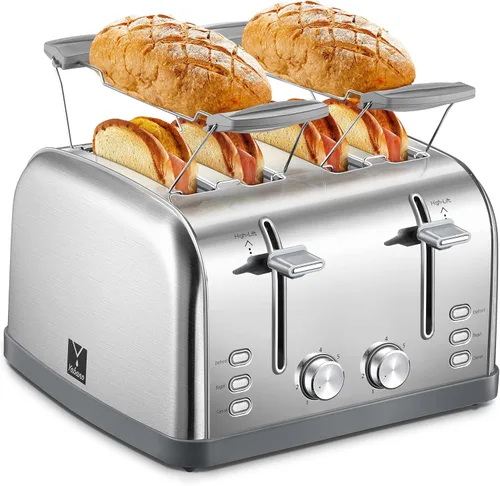 Miniatura 9 de Yabano Tostadora Retro de Bagel - 2 Rebanadas, 2 Ranuras Extra Anchas, 7 Ajustes de Tostado, Descongelación/Bagel/Cancelar, Bandeja Extraíble