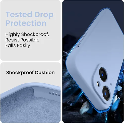 Miniatura 4 de FireNova Funda diseñada para iPhone 15, funda de silicona mejorada [protección de cámara] con [2 protectores de pantalla], forro interior de Azul