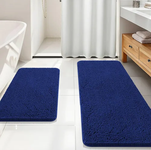 Miniatura 118 de OLANLY Juego de alfombras de baño de 2 piezas, alfombras de baño de chenilla suave y absorbente y alfombra de contorno en forma de U para inodoro