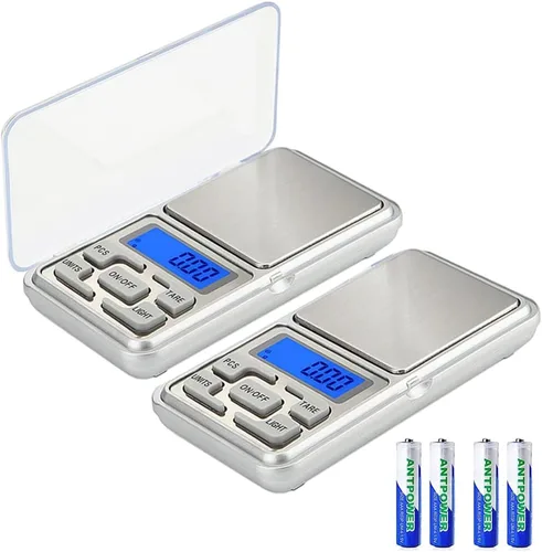 Báscula de bolsillo digital portátil de 2 piezas, 17.64 oz de capacidad, 0.00 oz de precisión, báscula electrónica de joyería para alimentos