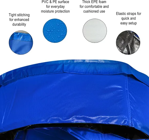 Miniatura 5 de Almohadilla de seguridad de repuesto para trampolín, cubierta de resorte de espuma impermeable y resistente a desgarros, almohadilla redonda de 14