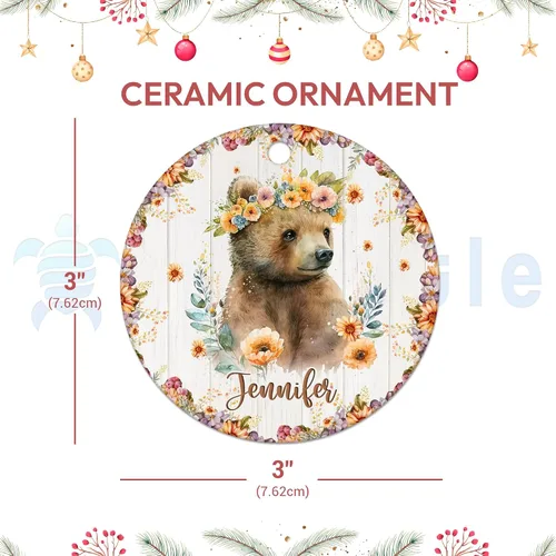 Miniatura 3 de Hyturtle Adorno de Navidad personalizado para los amantes de los osos, adorno de cerámica con nombre personalizado de Just A Girl Who Loves Bears