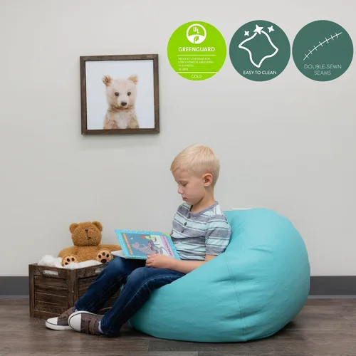 Miniatura 3 de Children's Factory Puf redondo de 26 pulgadas, puf con funda resistente al agua para niños, asiento flexible para aula primaria, fácil de limpiar