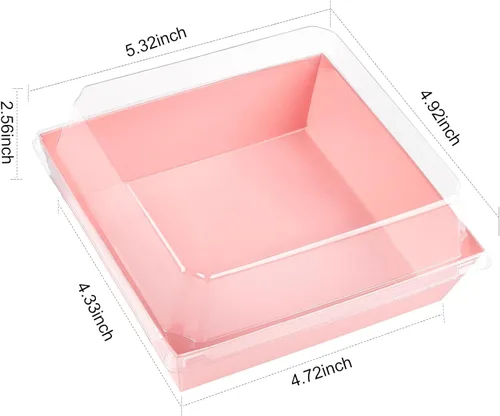 Miniatura 2 de Kucoele Paquete de 50 Cajas Pequeñas de Charcutería con Tapas Transparentes, Cajas de Papel para Postres Para Llevar, Cajas de Panadería, Rosa