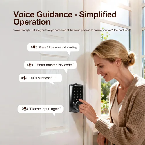 Miniatura 3 de Cerradura inteligente para puerta de entrada sin llave con control de aplicación, cerrojo electrónico de teclado con pantalla táctil con timbre
