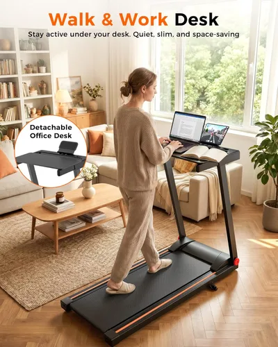 Miniatura 2 de 5% Incline Walking Pad Treadmill, 300LB Capacity Folding Treadmills for Home, Walking pad with Handle bar, 3.0 HP Quiet Dual Cushion System 2-Negro