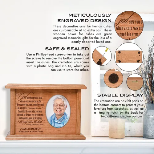 Miniatura 2 de LifeSong Milestones Urnas para cenizas, urnas femeninas adultas para cenizas, marco de fotos personalizado para adultos, urnas de cremación grabadas