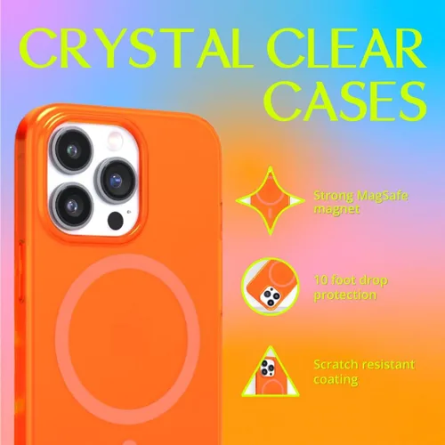Miniatura 2 de FELONY CASE - Funda transparente naranja neón para iPhone 13 Pro Max, compatible con MagSafe - Fundas protectoras a prueba de golpes de 360°