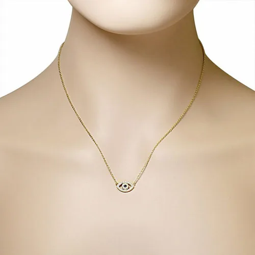 Miniatura 7 de Collar con colgante CZ mal de ojo azul blanco de plata de ley 925