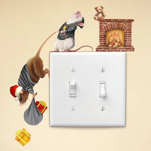 Micesterpiece Las Ratitas Que Robaron la Navidad, Adhesivo de Pared, Decoración de Fiestas, Extraíble, Para Amantes de la Navidad, Niños, Adhesivos