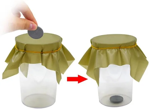 Miniatura 2 de blue-ther 1pc Pena Coin Penetración Trucos de magia Moneda a través de hoja de goma en la taza Magia Primer plano ilusiones truco accesorios