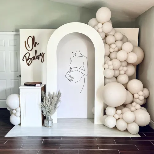 Miniatura 3 de Globos de arena blanca, 113 piezas de diferentes tamaños, kit de guirnalda de globos de color crema beige de 18/12/10/5 pulgadas, globos de látex