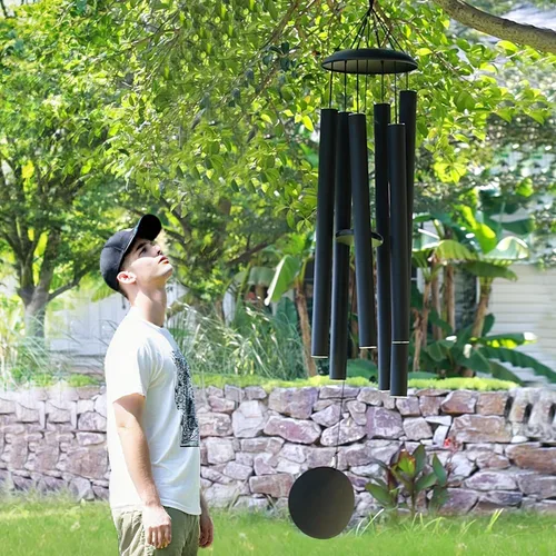 Miniatura 15 de ASTARIN Campanillas de viento conmemorativas para exteriores, 36 pulgadas con 6 tubos pesados, tono profundo para decoración colgante de jardín