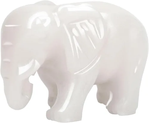 gemshan Figura de animal de estatua de elefante de jade, estatua de jade blanco grande de 2.7 pulgadas para buena suerte, Feng Shui, riqueza para