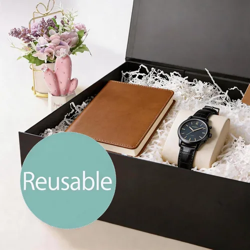Miniatura 2 de Caja negra extragrande para padrino de boda con tapa, 16.3 x 14.2 x 5 pulgadas, magnética para ropa y regalos grandes (negro mate)