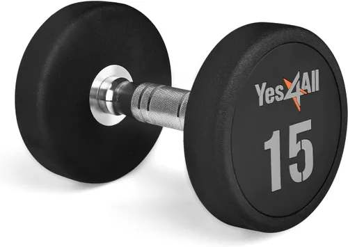 Miniatura 8 de Yes4All Mancuerna de uretano con mango moleteado antideslizante de 5 a 50 libras para construcción muscular, se vende individualmente