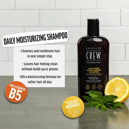 Miniatura 2 de American Crew Champú para Hombre, Hidratante Profundo Diario, De Origen Natural, Fórmula Vegana, Fragancia de Cítricos y Menta, 3.3 onzas líquidas