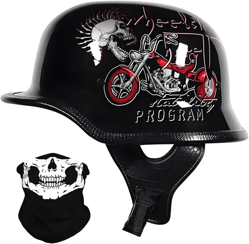 Miniatura 10 de Casco de motocicleta de estilo alemán, casco de motocicleta aprobado por DOT, para adultos, hombres y mujeres, casco de media carcasa de cara