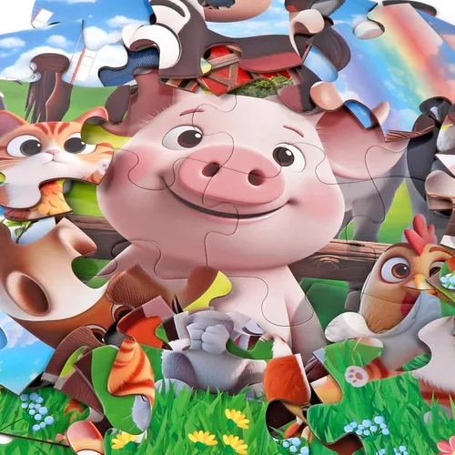 Miniatura 3 de Rompecabezas de suelo jumbo para niños, 48 piezas de animales de granja para niños pequeños de 3 a 5 años, rompecabezas de granero grande, juguetes